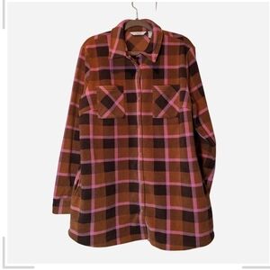 Pre-owned Women's Plaid Utility Jacket in Brown and Pink